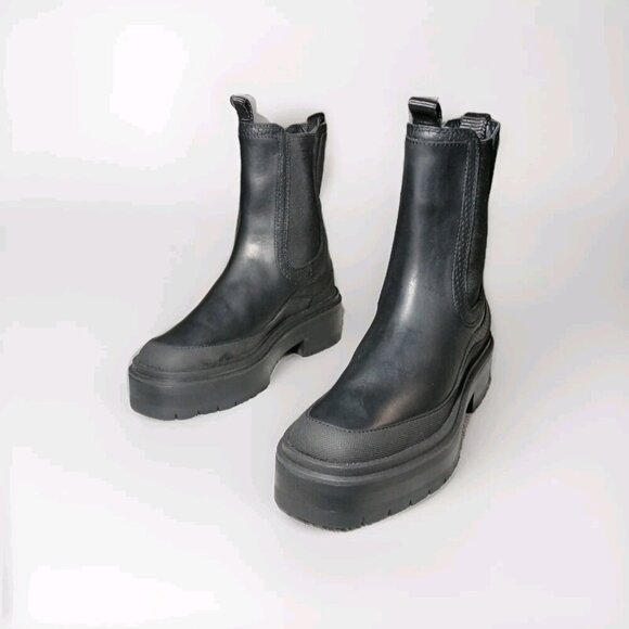 Sam Edelman Lulia Black Chunky Heel Rounded Toe Pull On Sz 5 Chelsea Ankle Boots - Picture 8 of 16